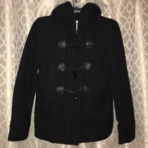 BLACK PEA COAT, size small